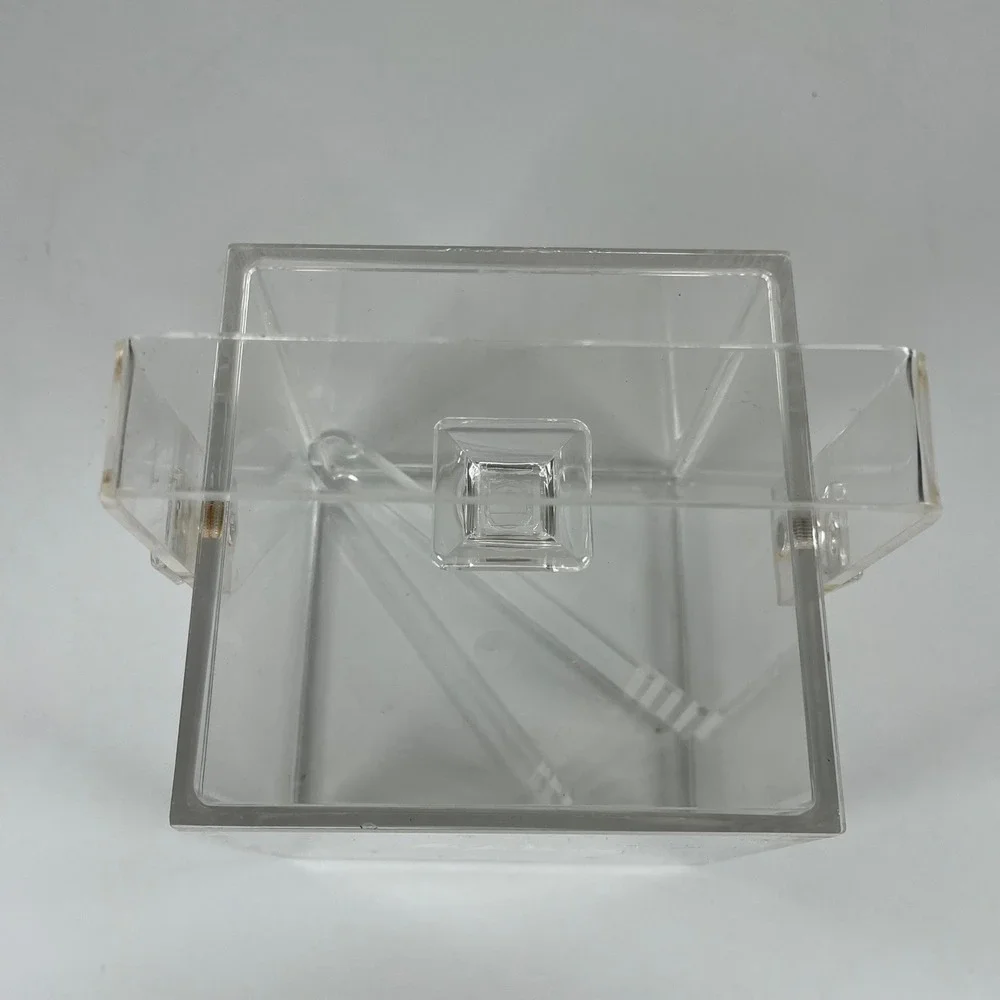 The Peabody Hotel Vintage Clear Acrylic Ice Bucket with Lid and Tongs Square MCM